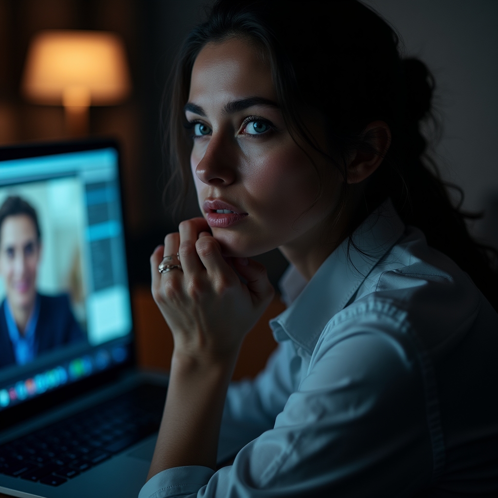 Partecipante silenziosa durante videocall aziendale